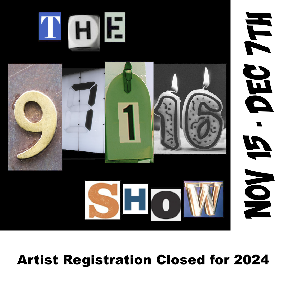 Graphic with 97116 Art Show logo and show dates "Nov 15 - Dec 7th" and text "Artist Registration Closed foro 2024"